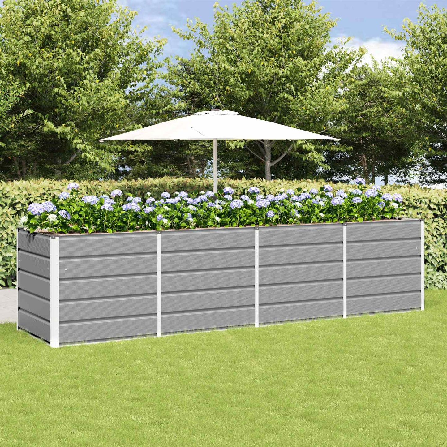 Plantekassed Lysegrå 320 x 80 x 75 cm Stål