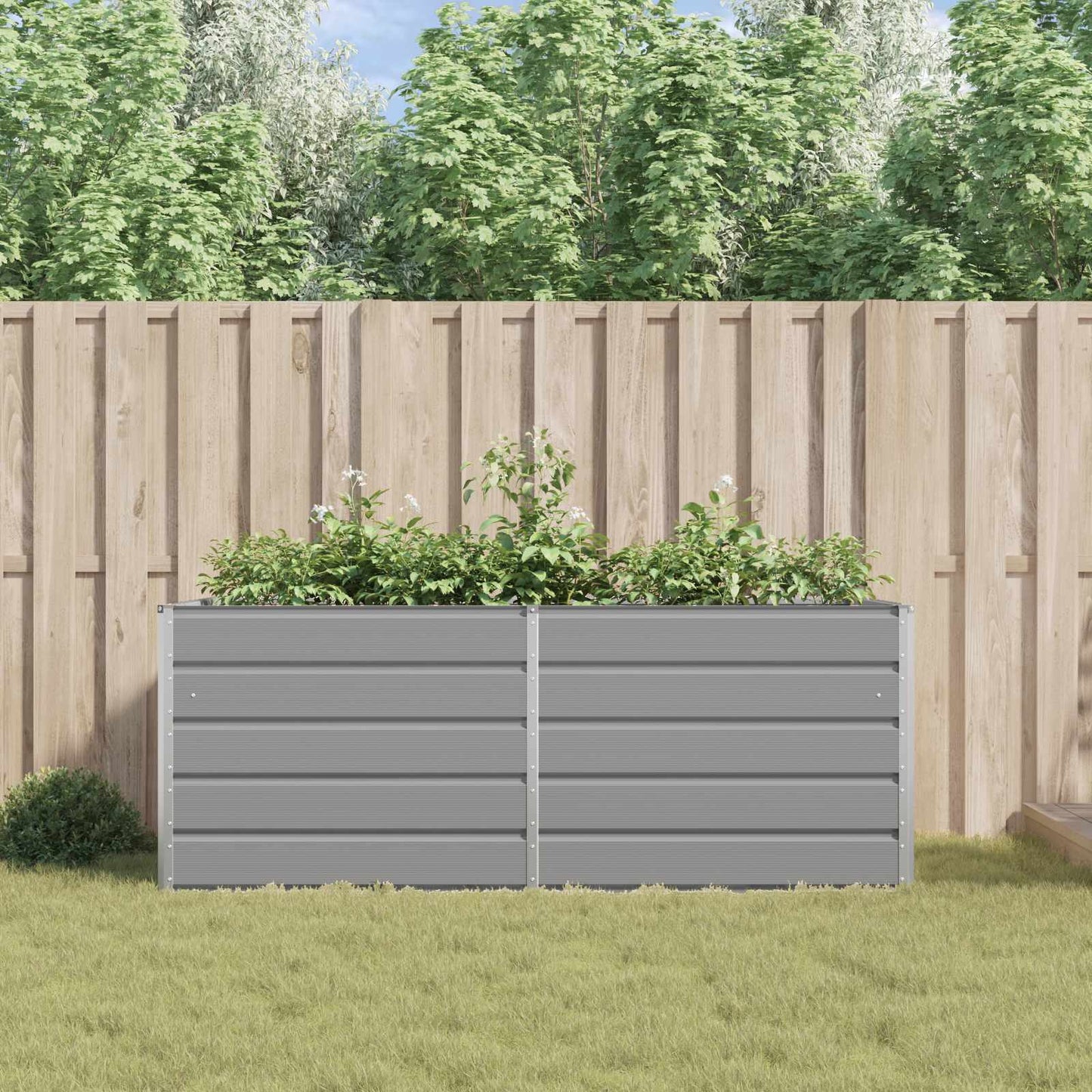 Plantekassed Lysegrå 195 x 100 x 75 cm Galvanisert Stål