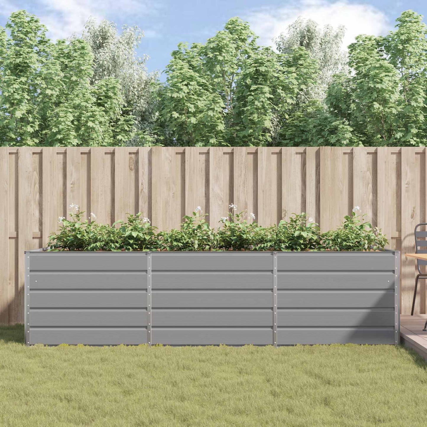 Plantekassed Lysegrå 290 x 100 x 75 cm Galvanisert Stål
