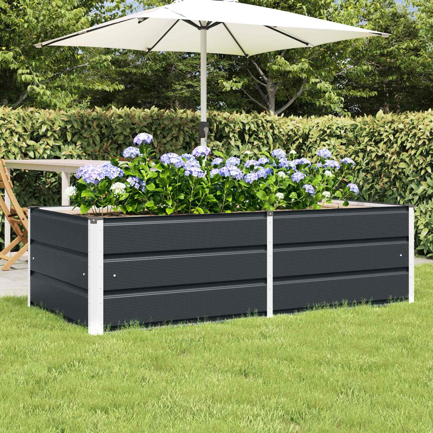 Plantekassed Antrasitt 160 x 80 x 45 cm Stål