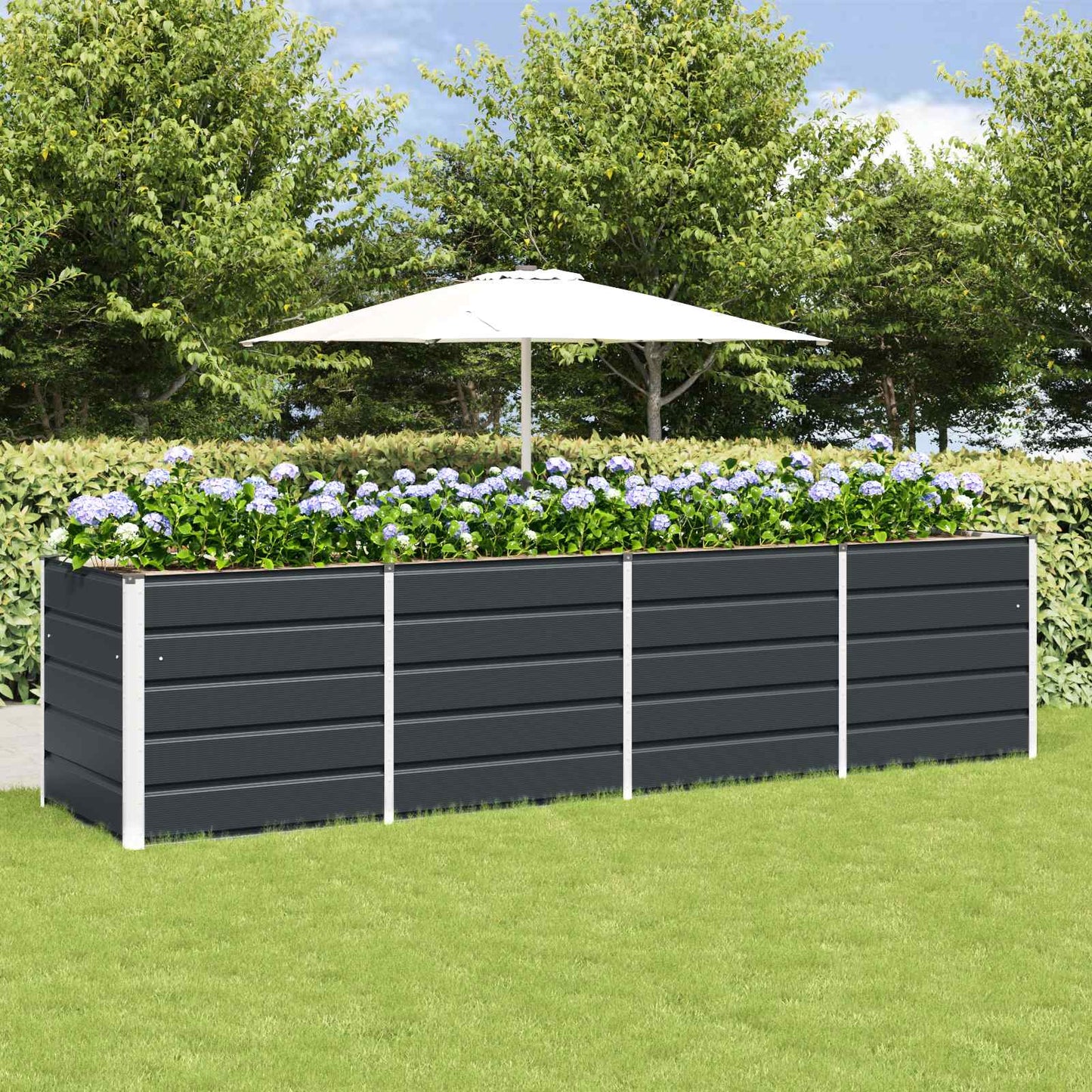 Plantekassed Antrasitt 320 x 80 x 75 cm Stål