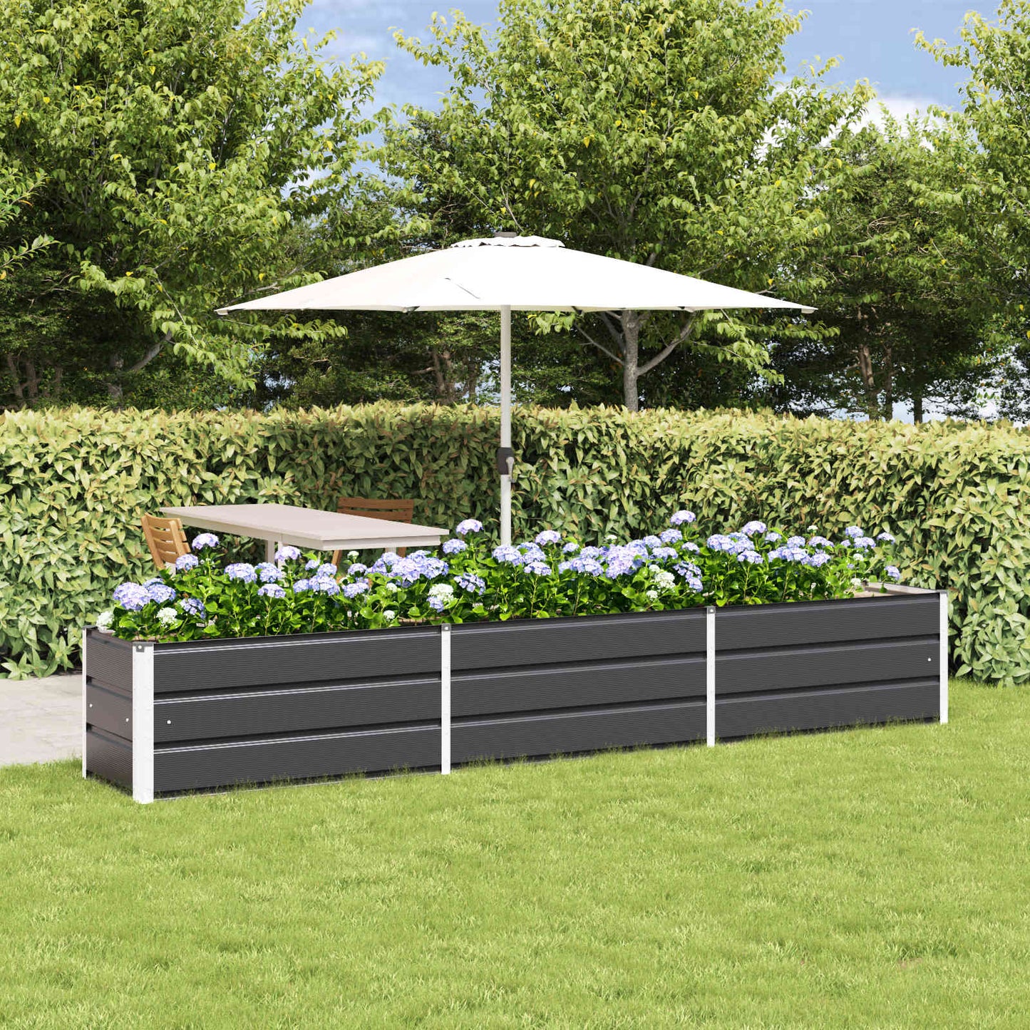Plantekassed Antrasitt 290 x 50 x 45 cm Galvanisert Stål