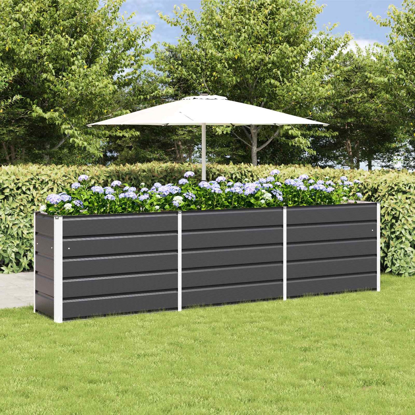 Plantekassed Antrasitt 290 x 50 x 75 cm Galvanisert Stål