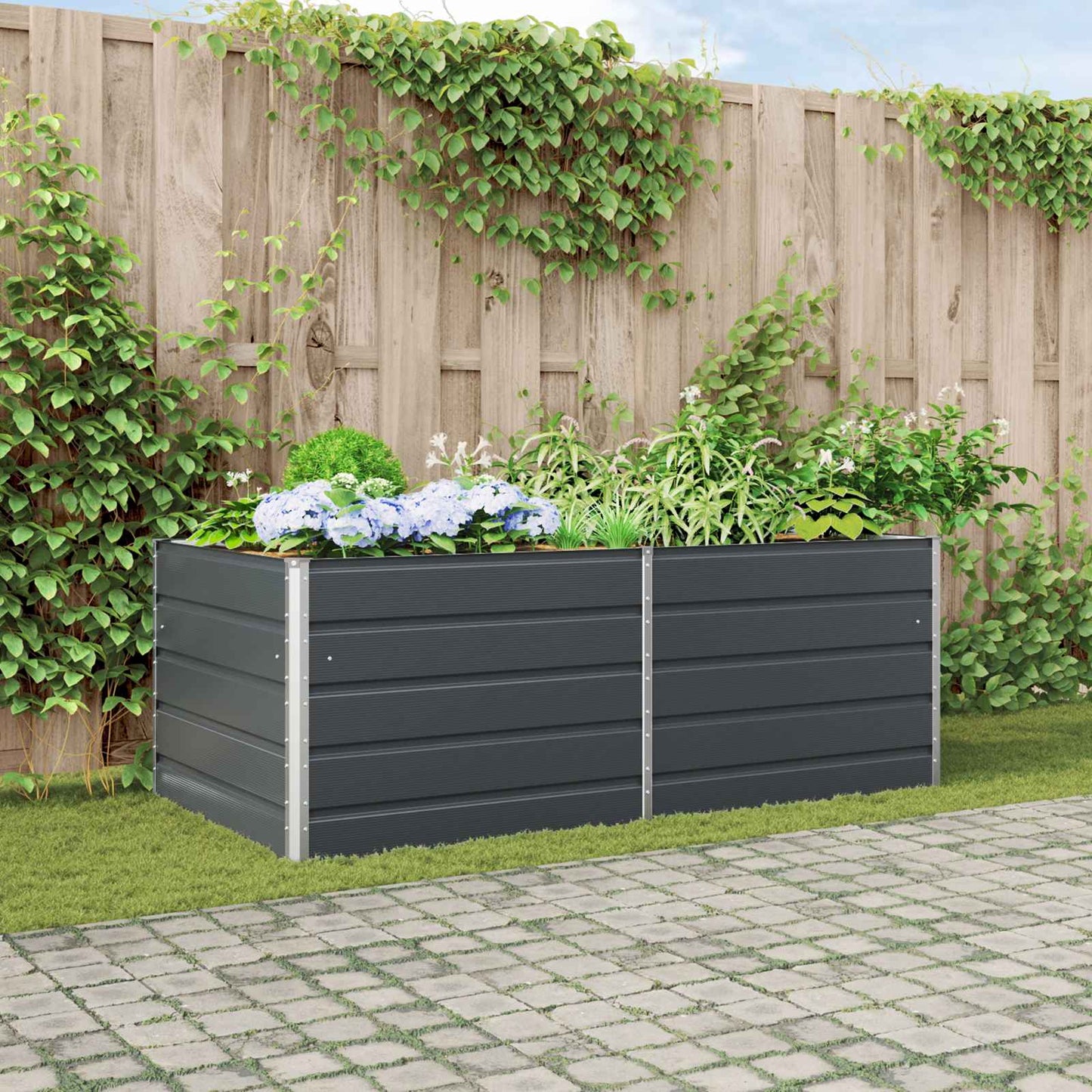 Plantekassed Antrasitt 195 x 100 x 75 cm Galvanisert stål