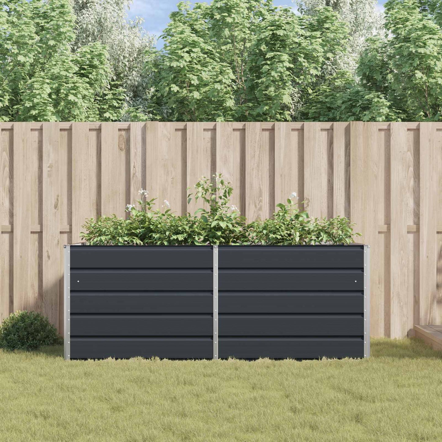 Plantekassed Antrasitt 195 x 100 x 75 cm Galvanisert stål