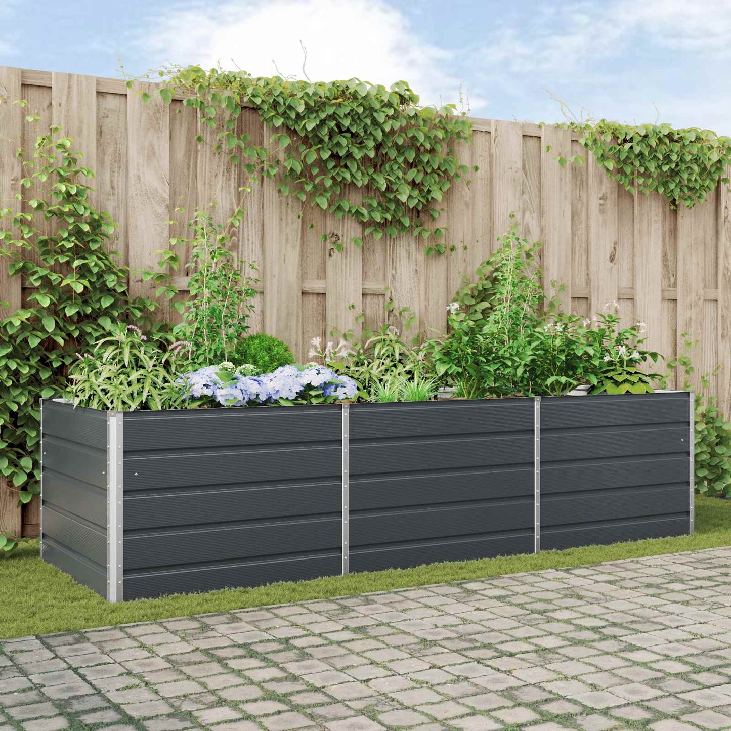 Plantekassed Antrasitt 290 x 100 x 75 cm Galvanisert Stål