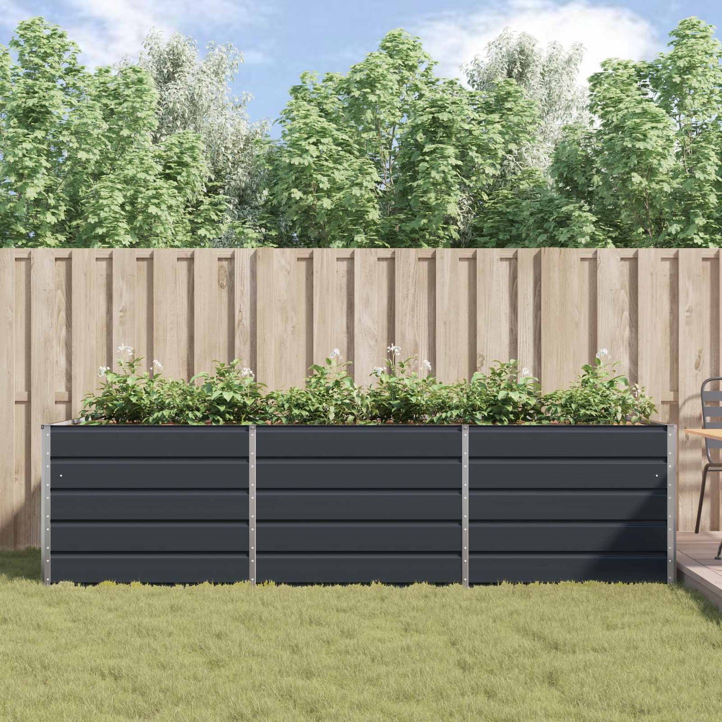 Plantekassed Antrasitt 290 x 100 x 75 cm Galvanisert Stål