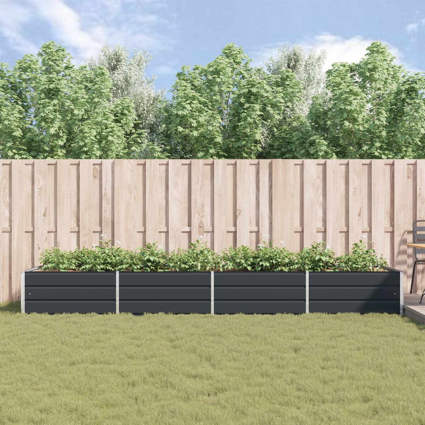 Plantekassed Antrasitt 385 x 100 x 45 cm Galvanisert Stål