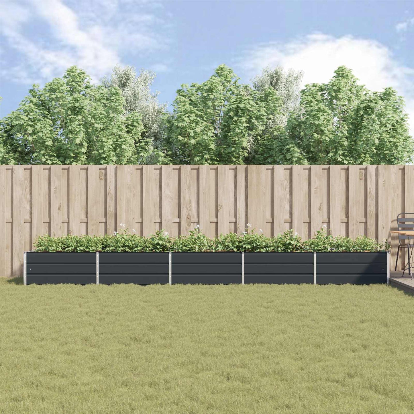 Plantekassed Antrasitt 480 x 100 x 45 cm Galvanisert Stål