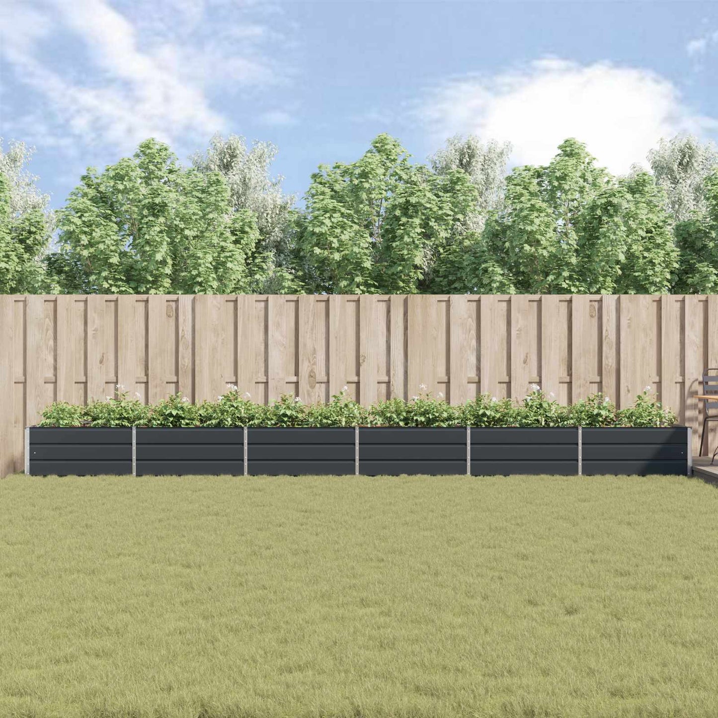 Plantekassed Antrasitt 580 x 100 x 45 cm Galvanisert Stål