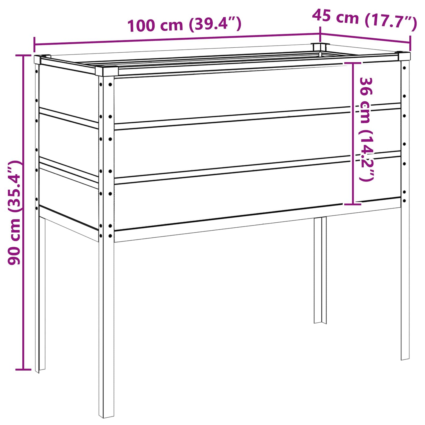 Plantekassed Antrasitt 100 x 45 x 90 cm Galvanisert Stål