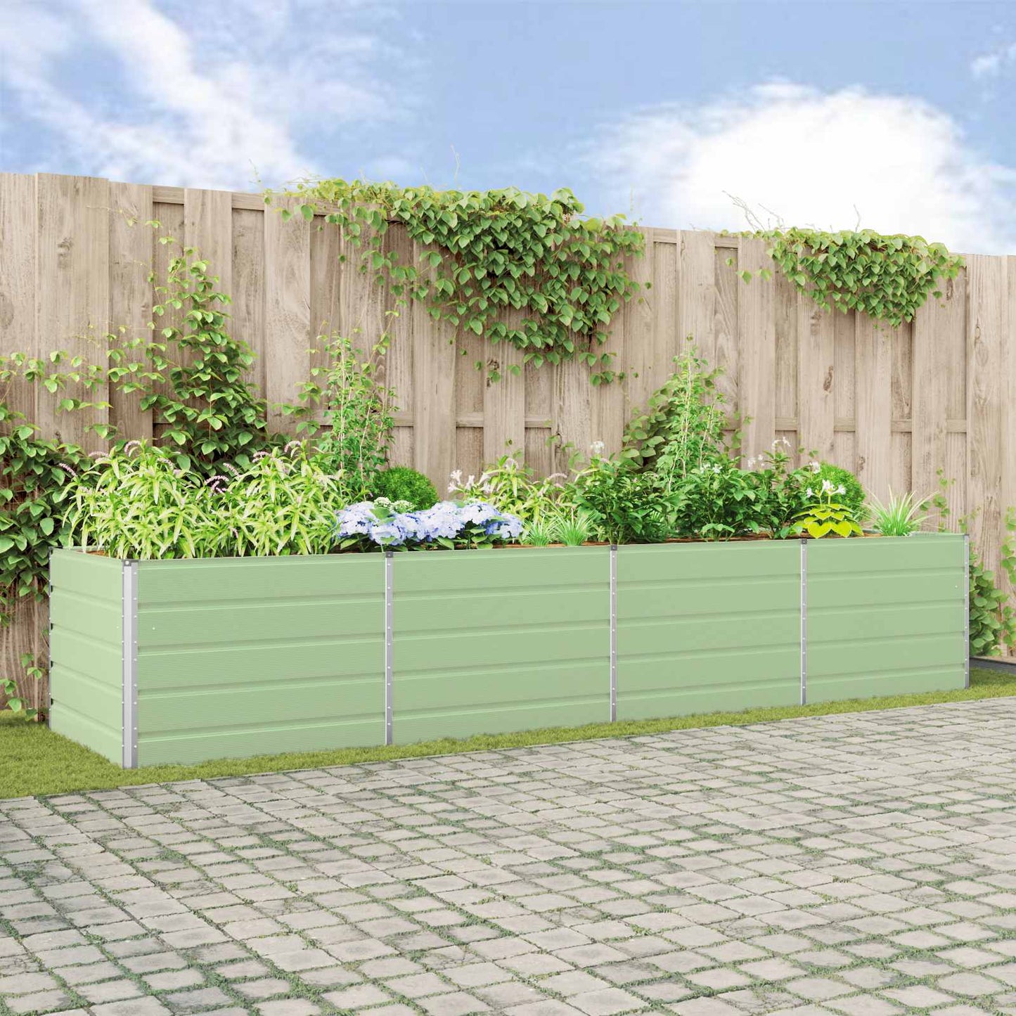 Plantekassed Pastellgrønn 385 x 100 x 75 cm Galvanisert Stål