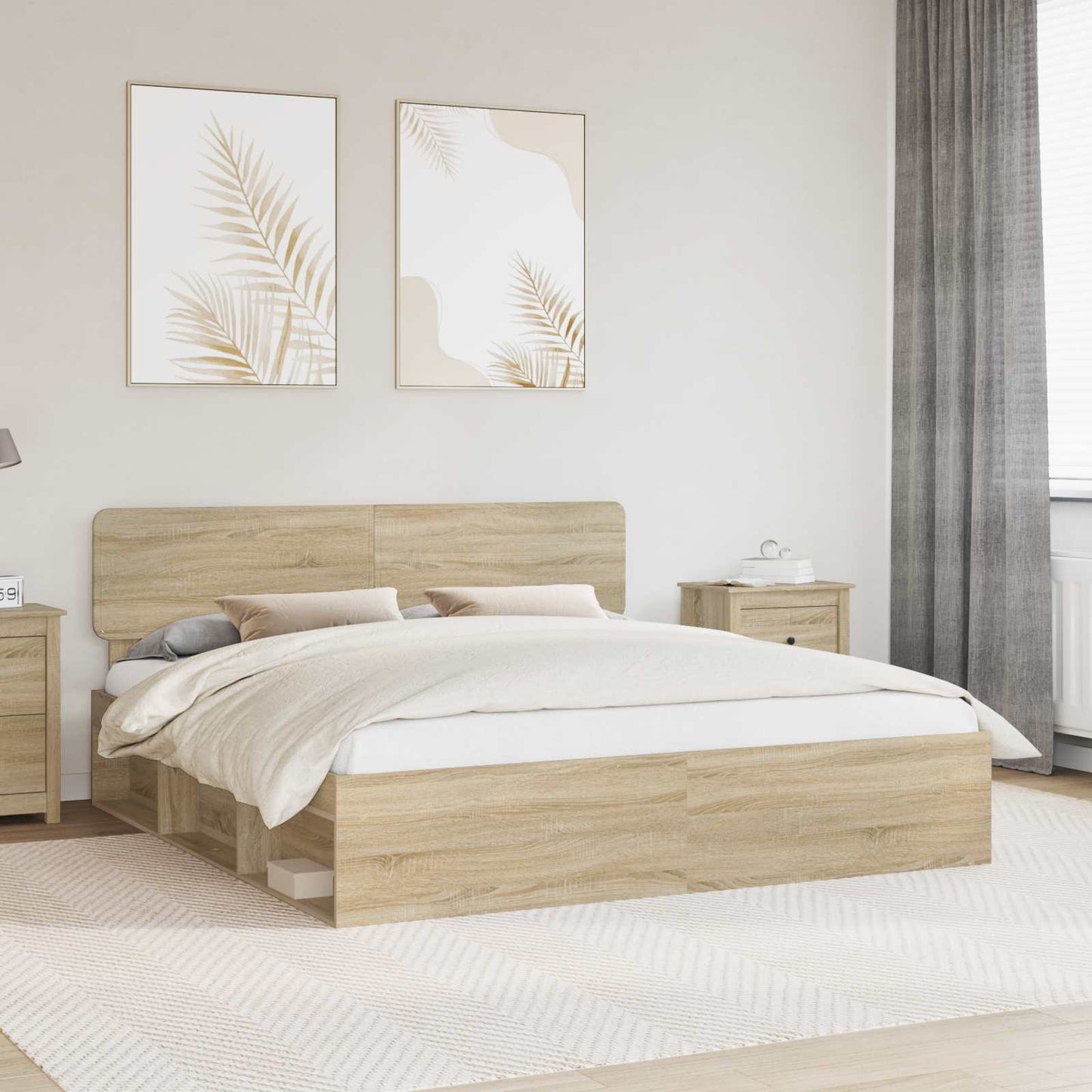 Sengestamme med hodegjerde Sonoma 200 x 200 cm Massiv furu