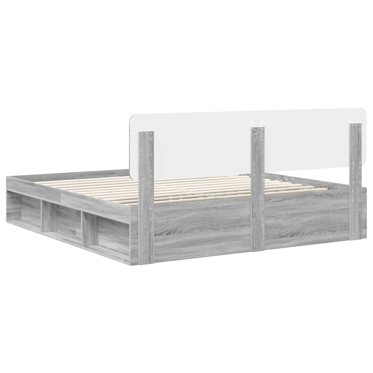 Sengestamme med hodegjerde Grå Sonoma 200 x 200 cm Massiv furu
