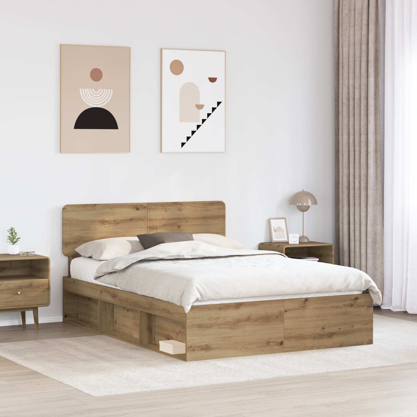 Sengestamme Kunstnerisk Eik 150 x 200 cm Massiv furu