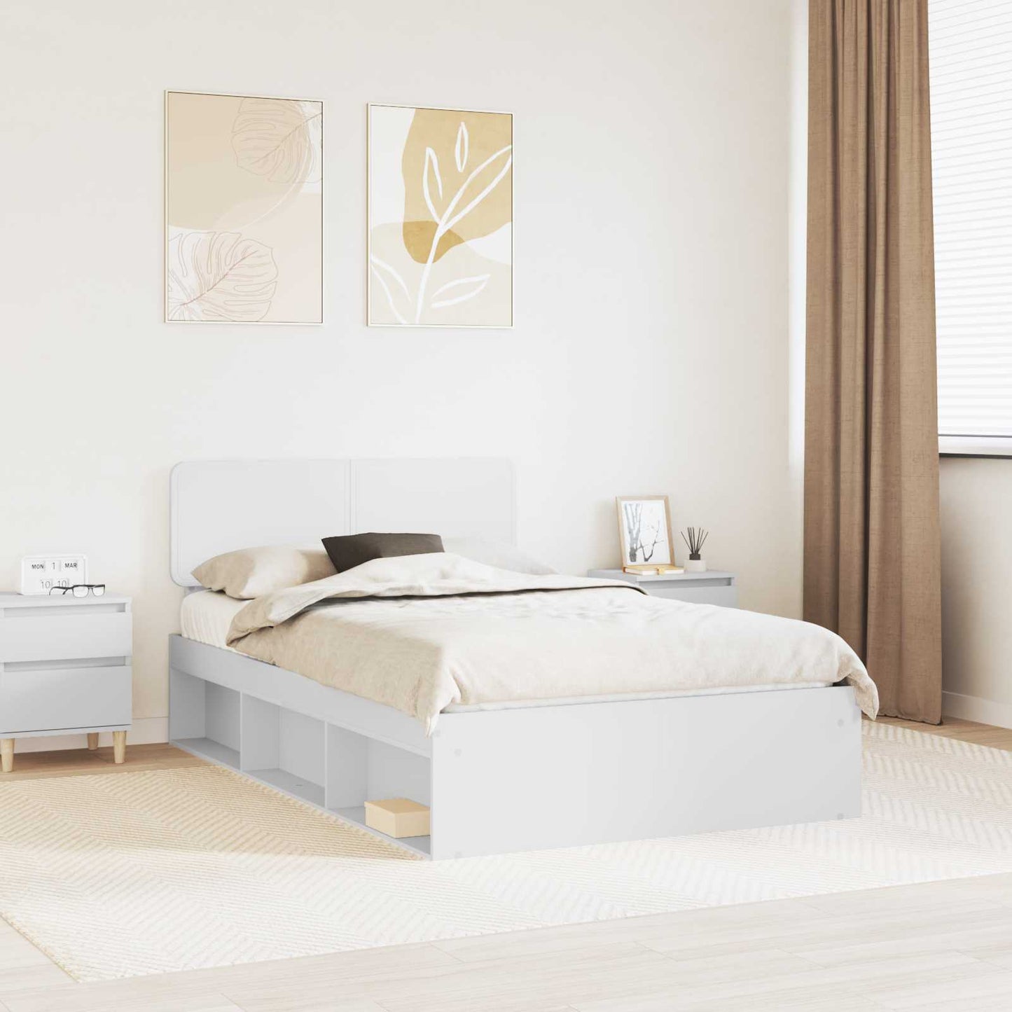 Sengestamme med hodegjerde Hvit 120 x 190 cm Massiv furu