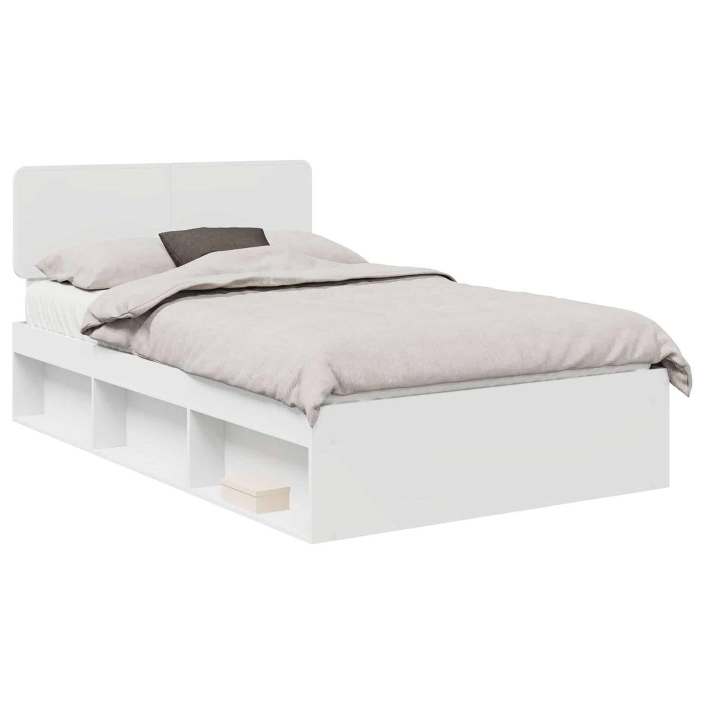 Sengestamme med hodegjerde Hvit 120 x 190 cm Massiv furu