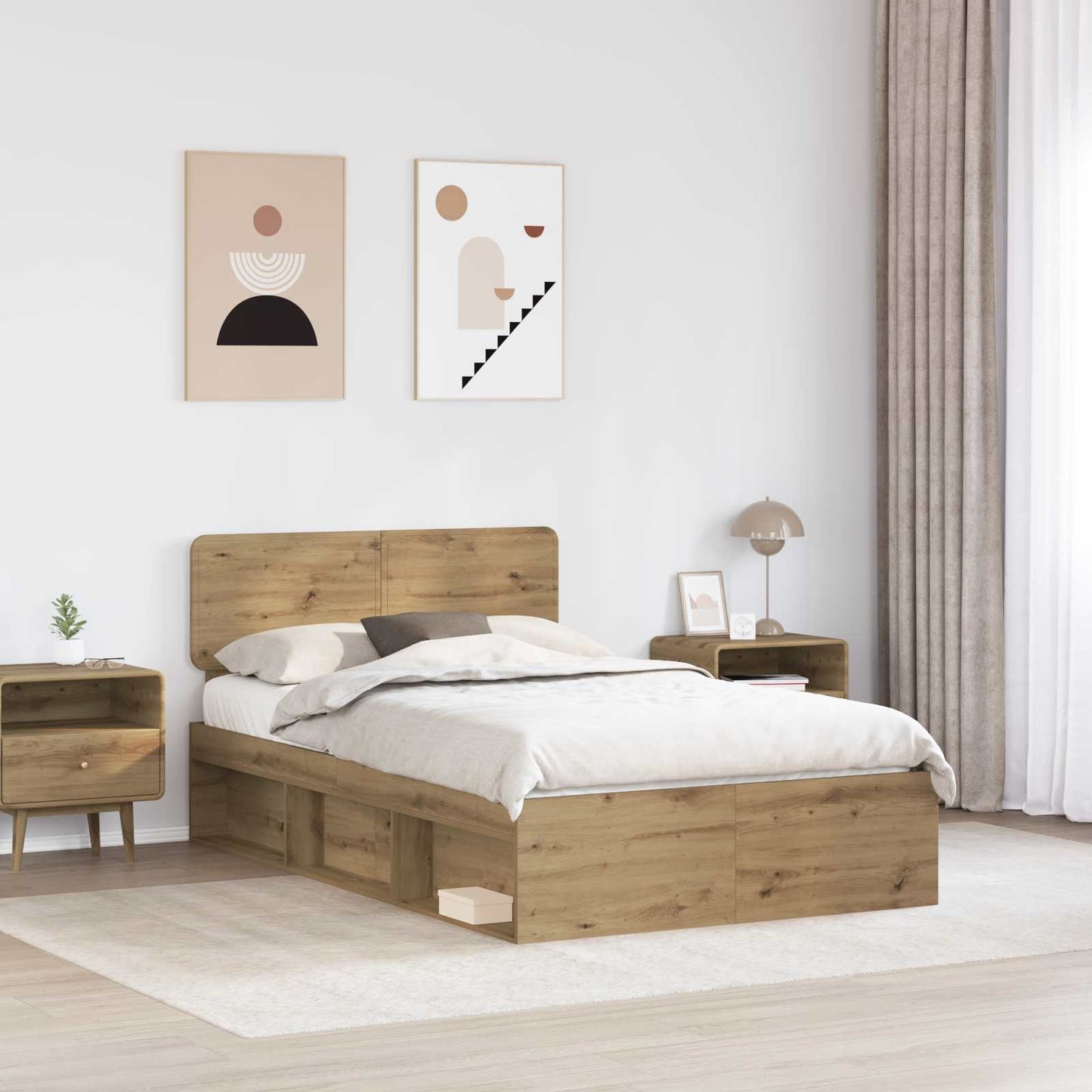 Sengestamme Kunstnerisk Eik 120 x 190 cm Massiv furu