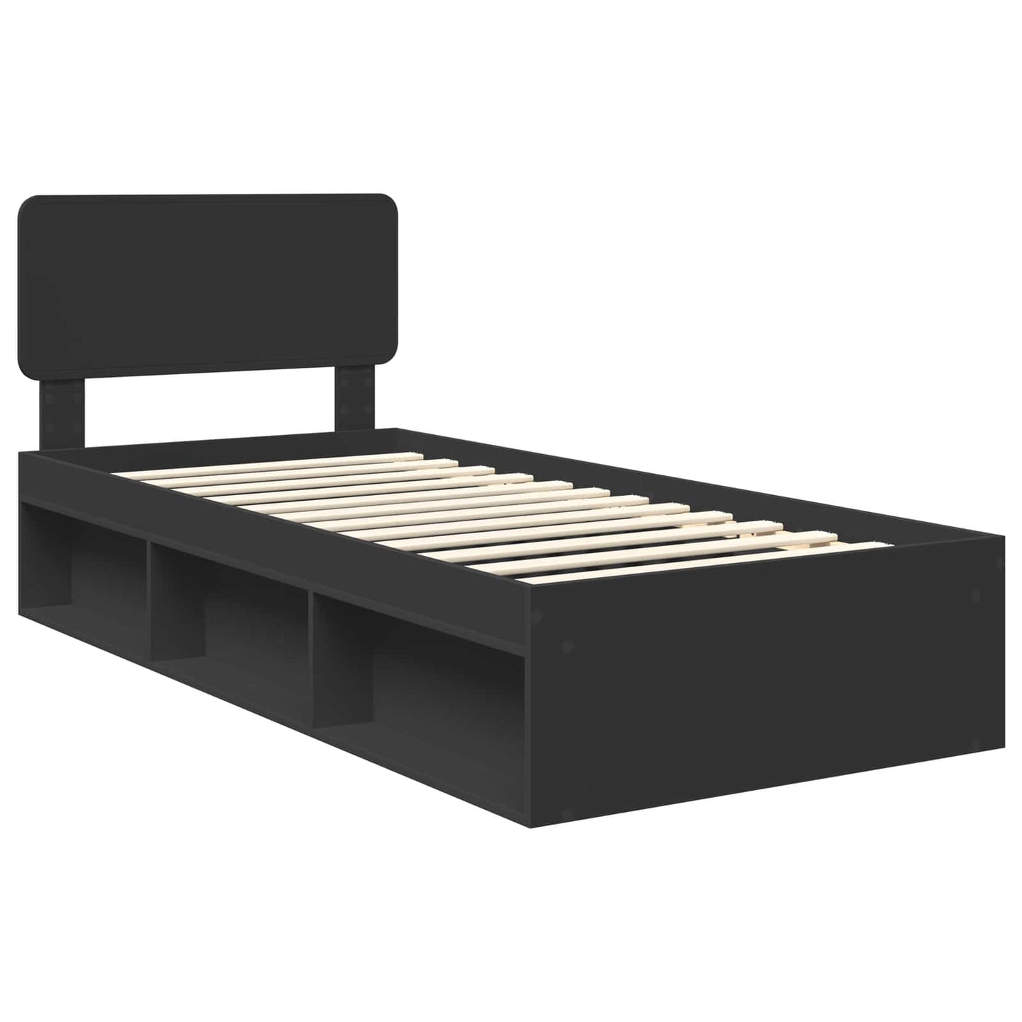 Sengestamme med hodegjerde Svart 100 x 200 cm Massiv furu