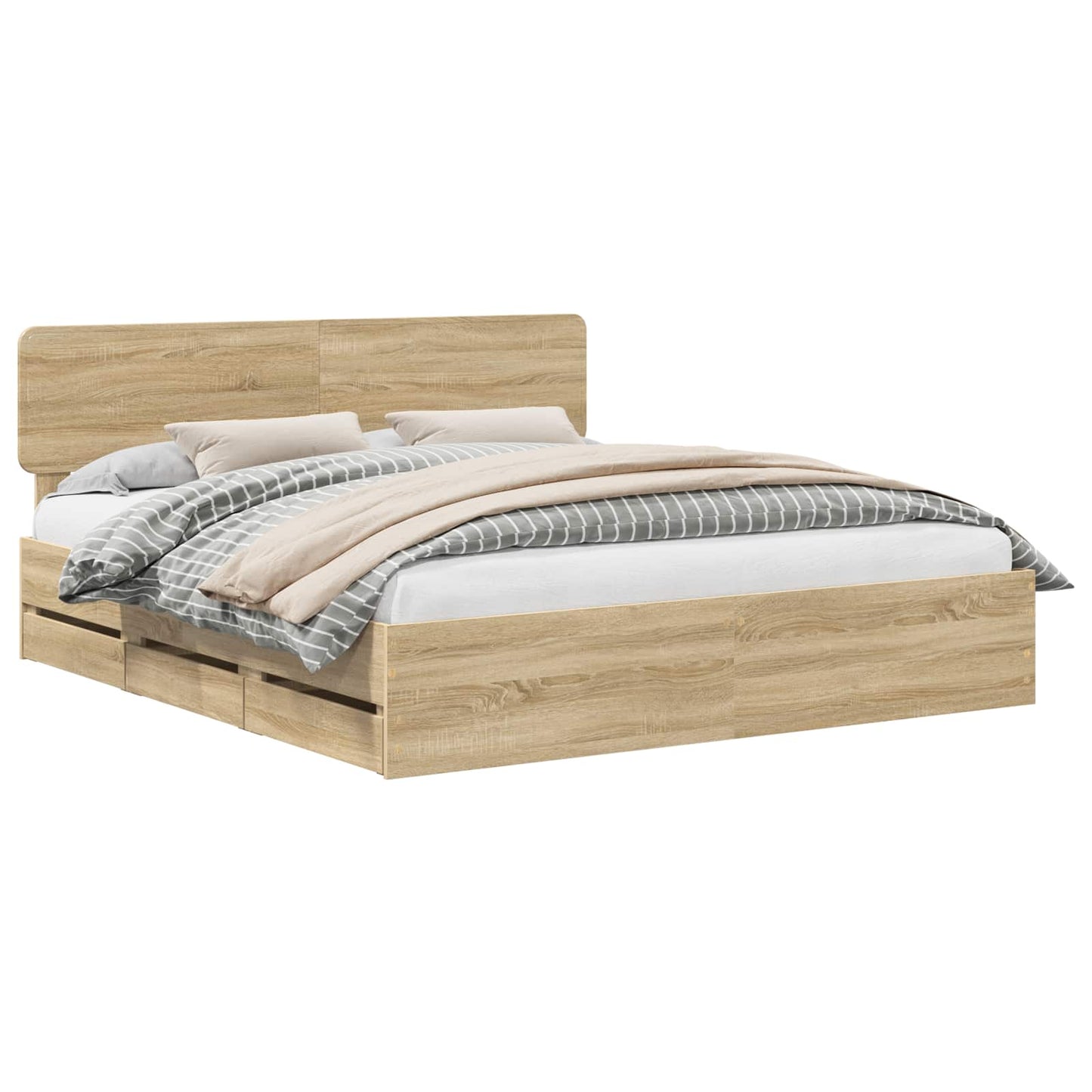 Sengestamme med skuff Sonoma eik 200 x 200 cm Konstruert tre