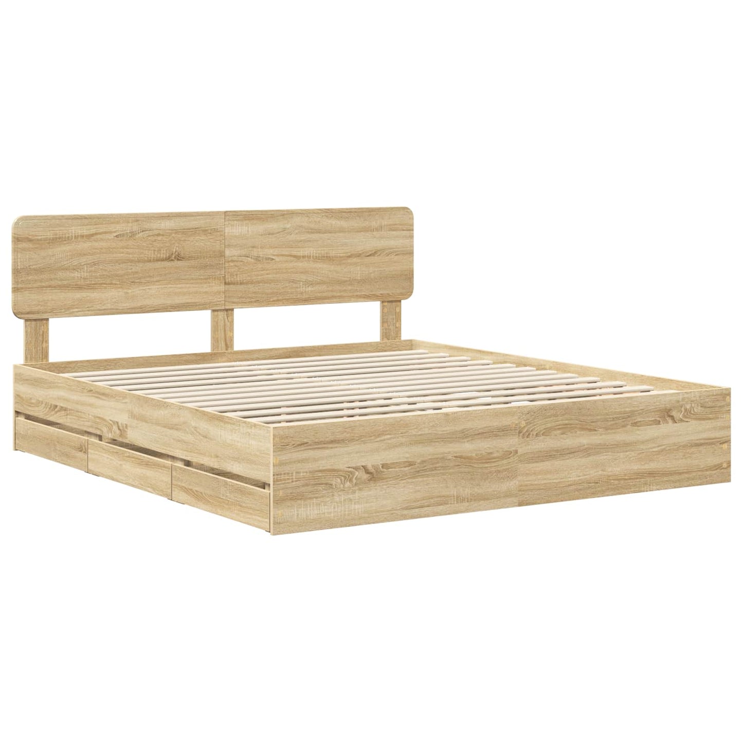 Sengestamme med skuff Sonoma eik 200 x 200 cm Konstruert tre