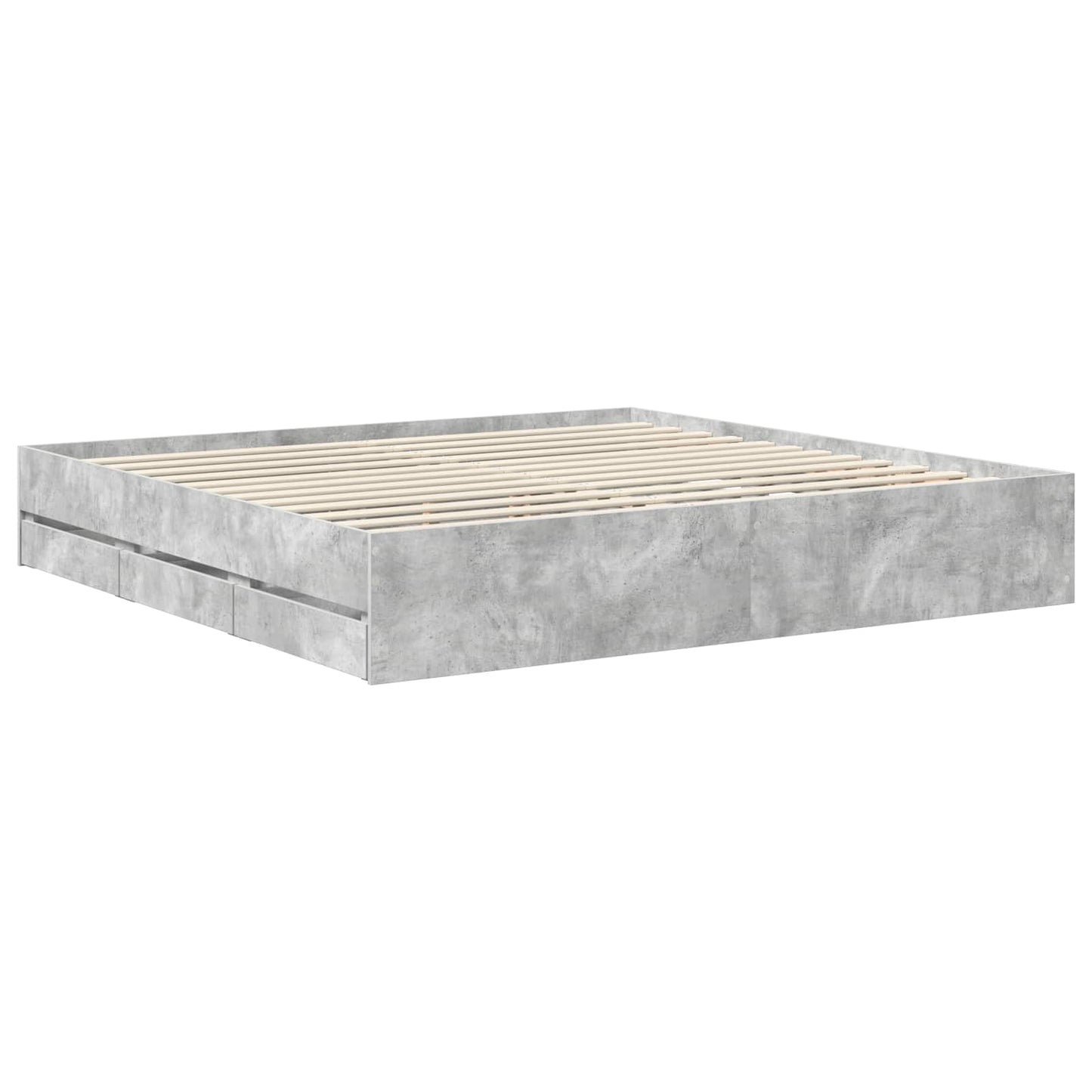 Sengestamme med skuff BetongGrå 200 x 200 cm Konstruert tre