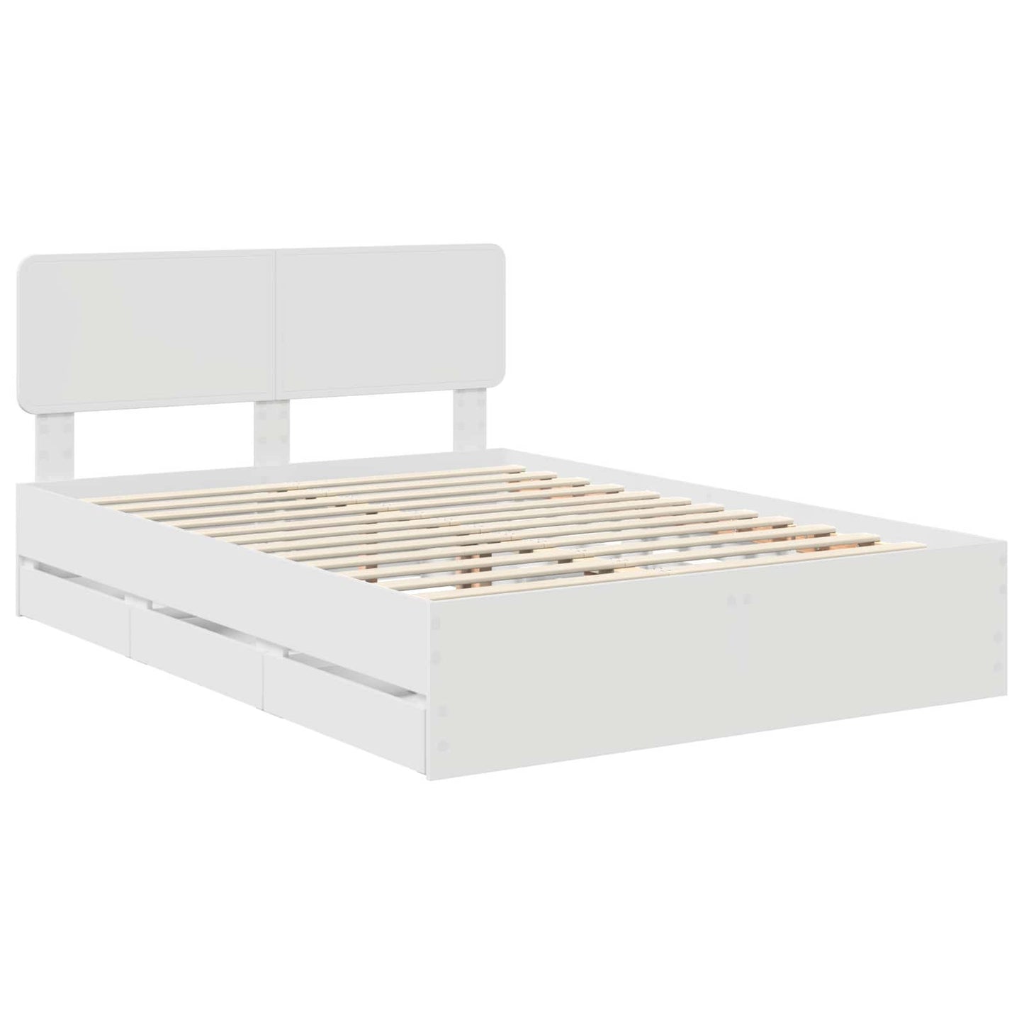Sengestamme med skuff Hvit 160 x 200 cm Konstruert tre