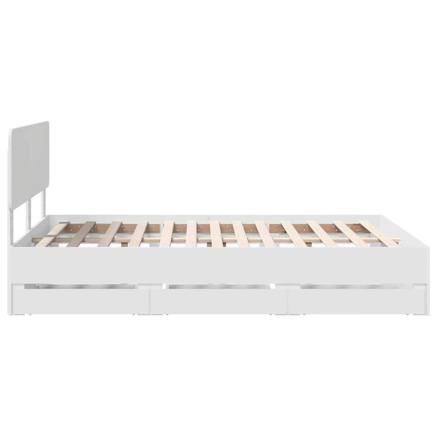 Sengestamme med skuff Hvit 160 x 200 cm Konstruert tre