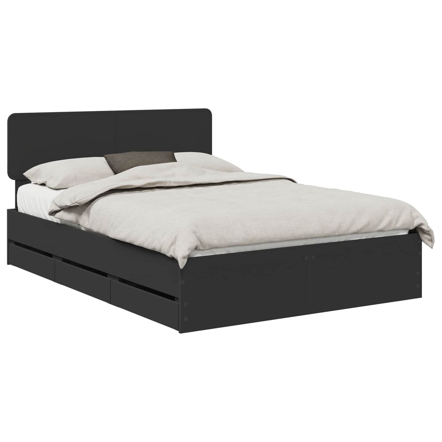 Sengestamme med skuff Svart 160 x 200 cm Konstruert tre