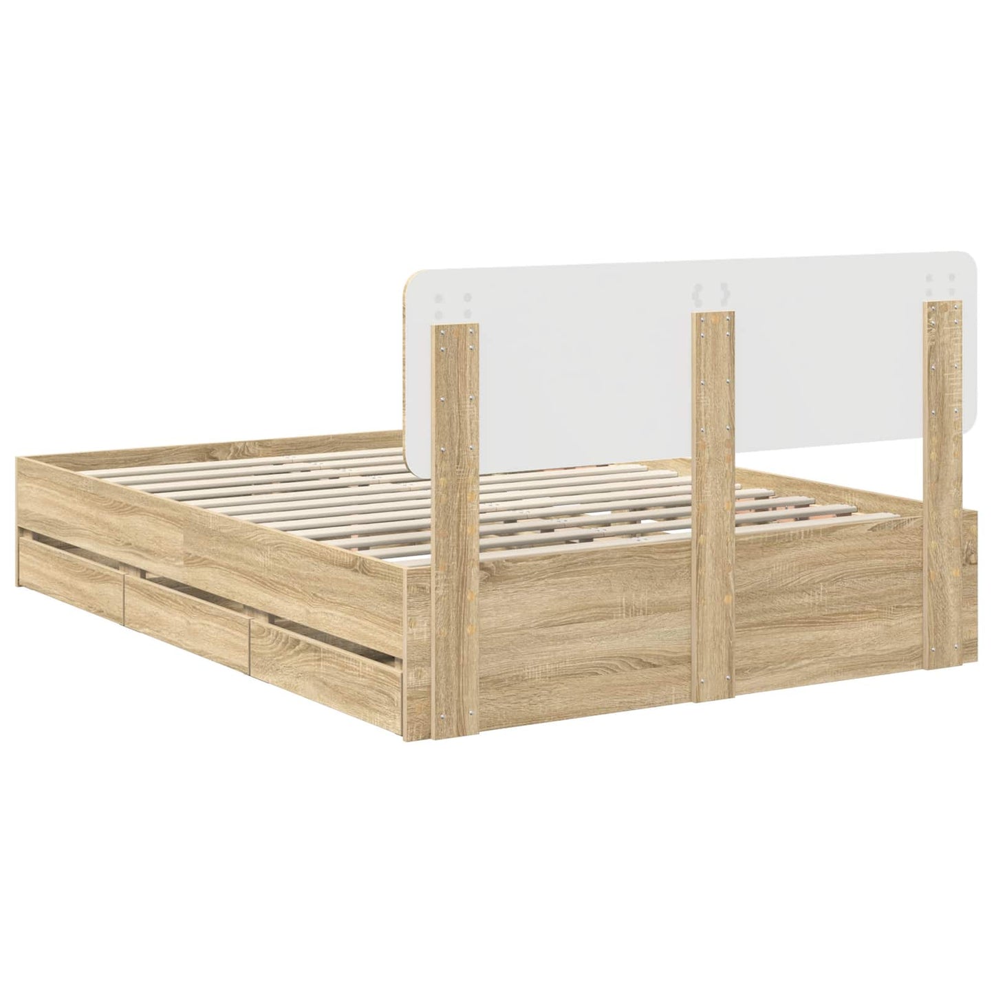 Sengestamme med skuff Sonoma eik 140 x 200 cm Konstruert tre