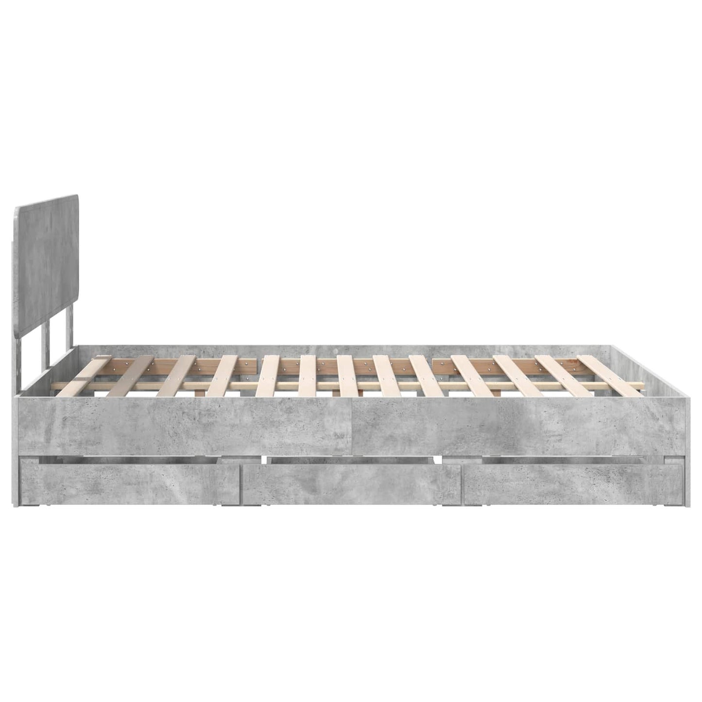 Sengestamme med skuff BetongGrå 140 x 200 cm Konstruert tre