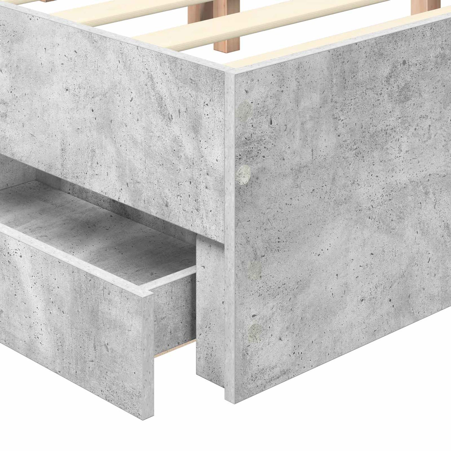 Sengestamme med skuff BetongGrå 120 x 190 cm Konstruert tre