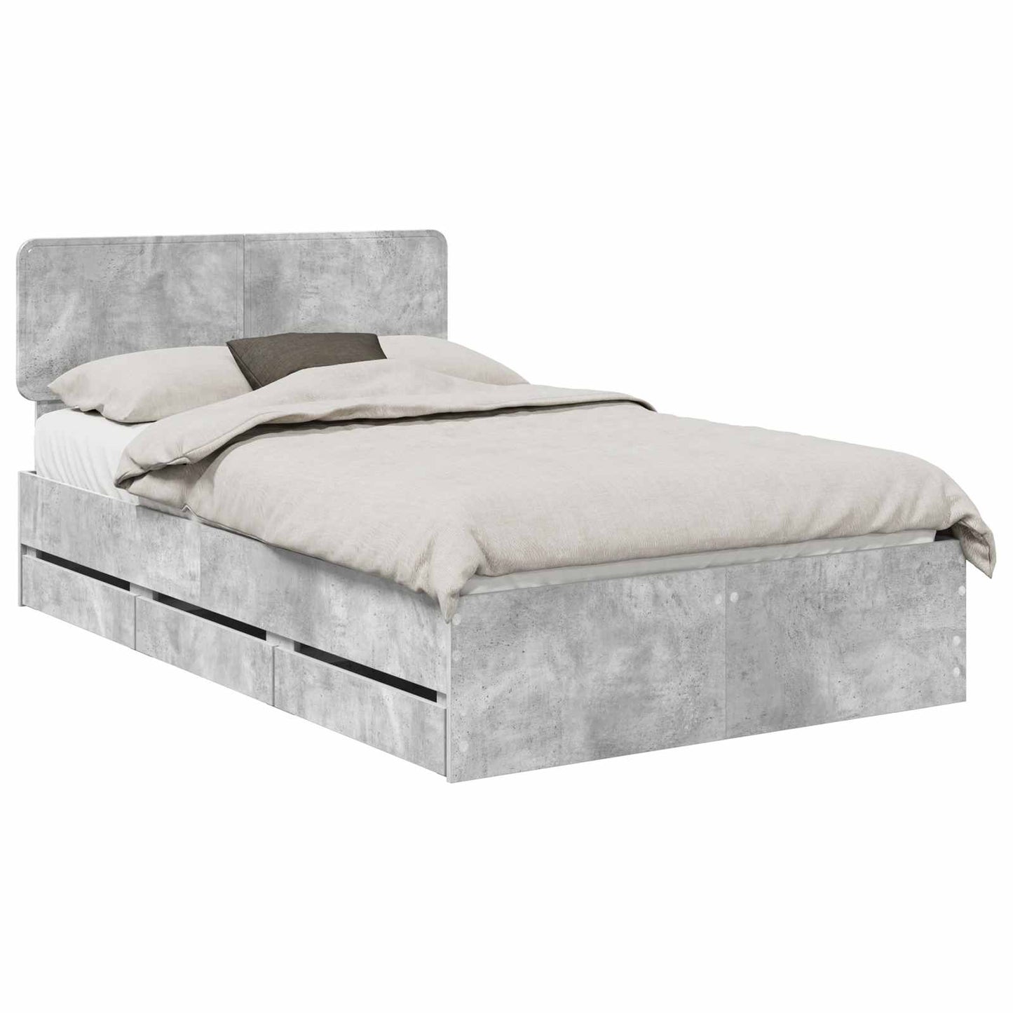 Sengestamme med skuff BetongGrå 120 x 190 cm Konstruert tre