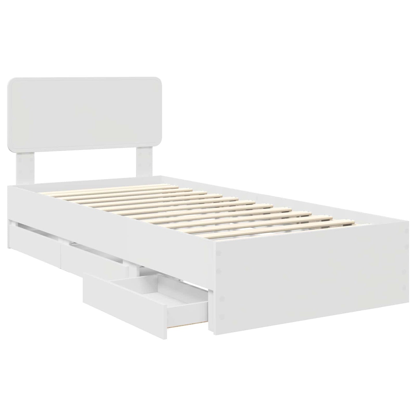 Sengestamme med skuff Hvit 100 x 200 cm Konstruert tre