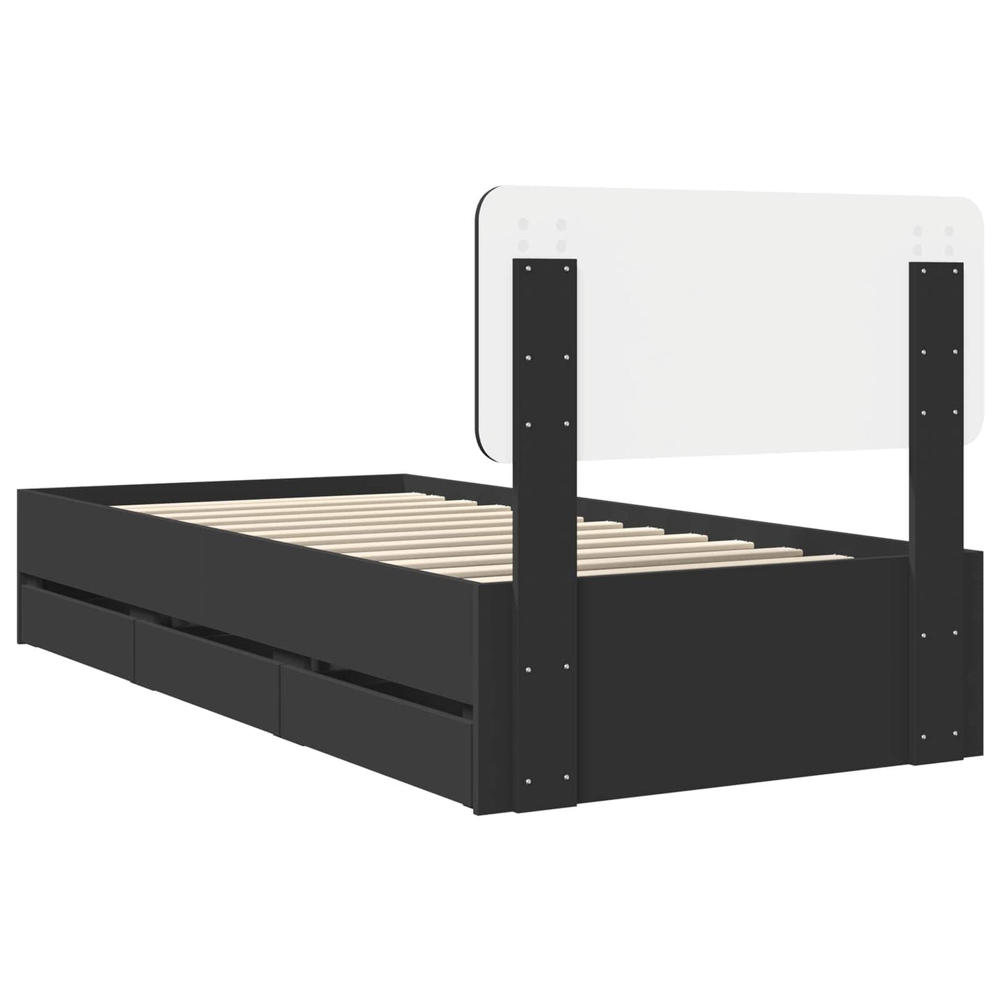 Sengestamme med skuff Svart 100 x 200 cm Konstruert tre