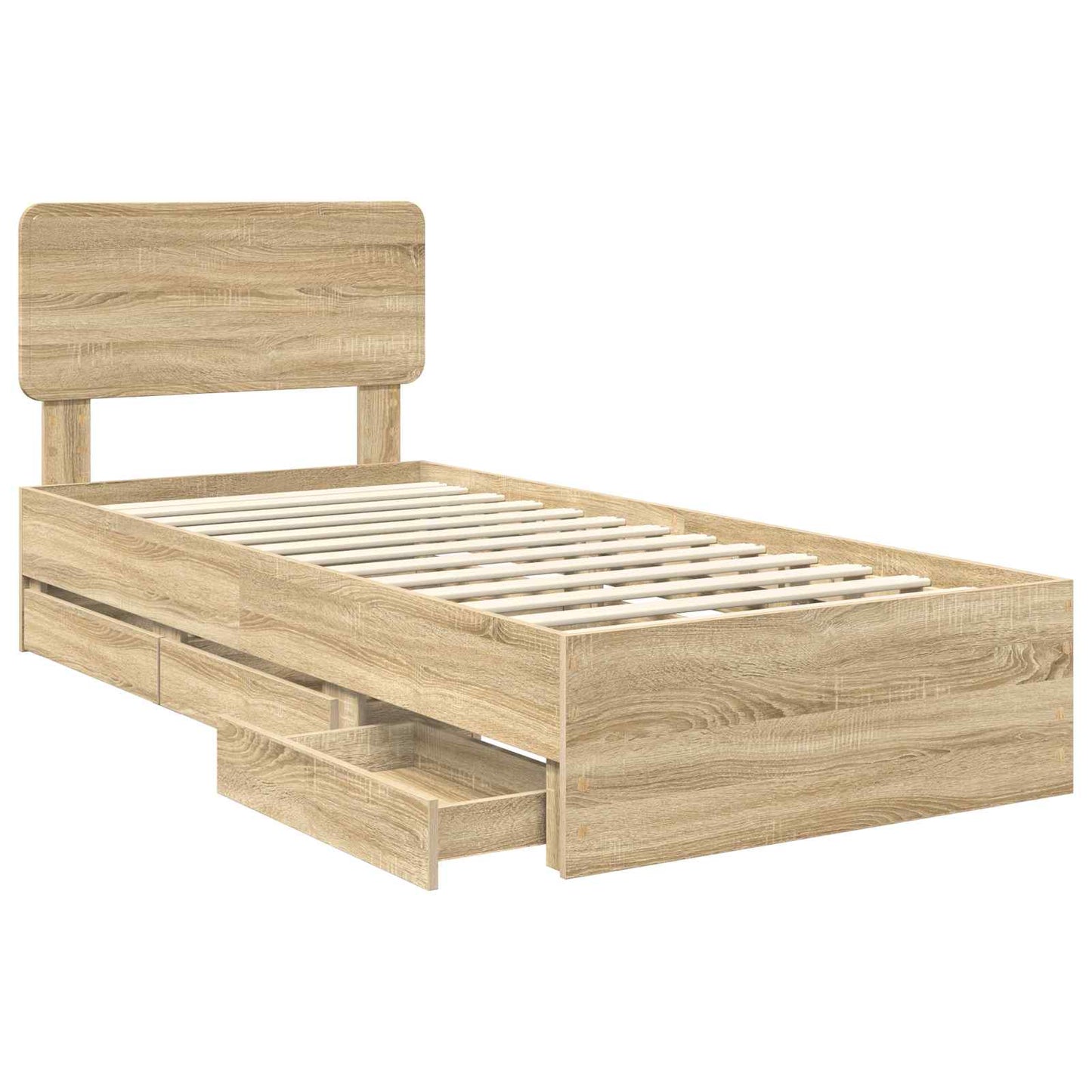 Sengestamme med skuff Sonoma eik 75 x 190 cm Konstruert tre