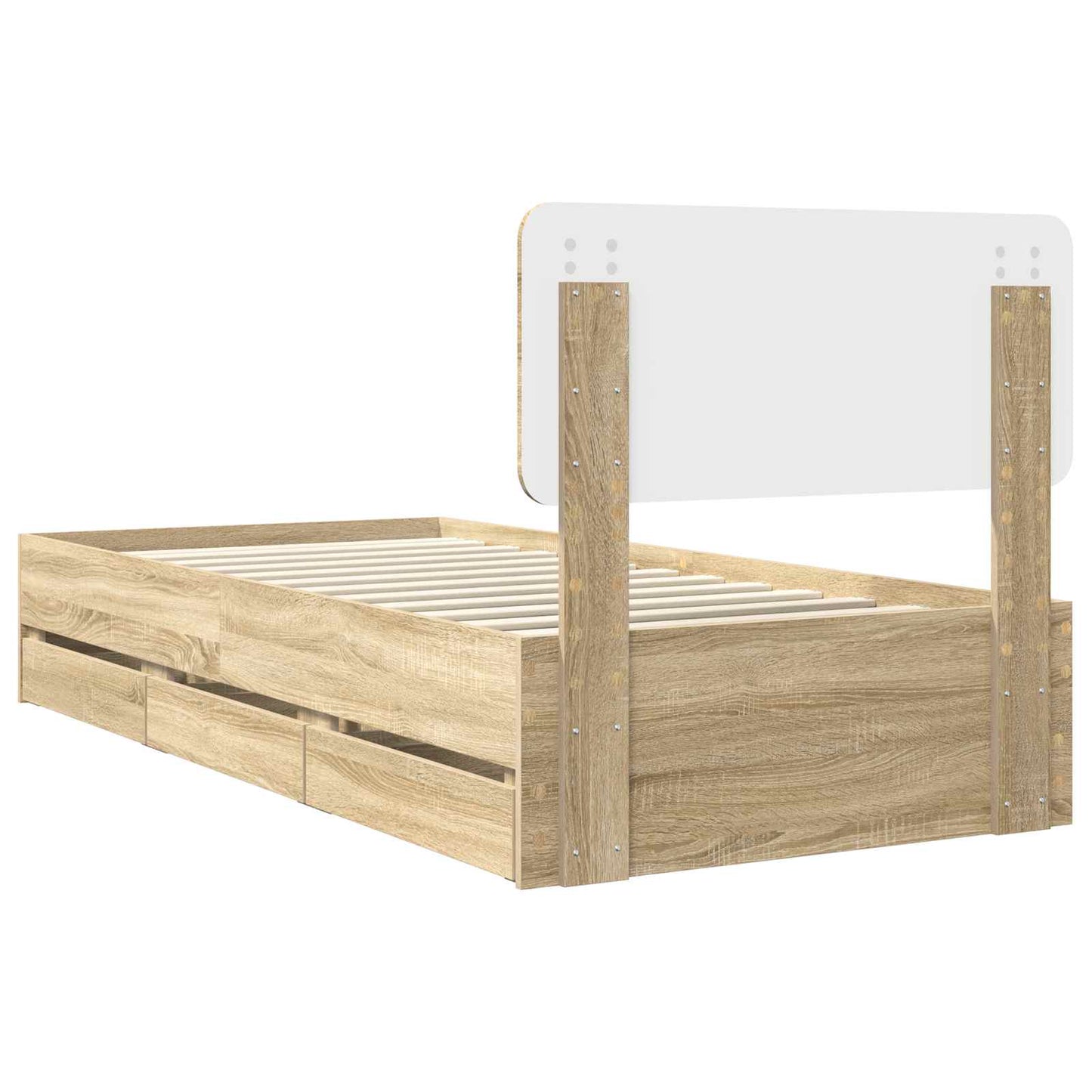 Sengestamme med skuff Sonoma eik 75 x 190 cm Konstruert tre