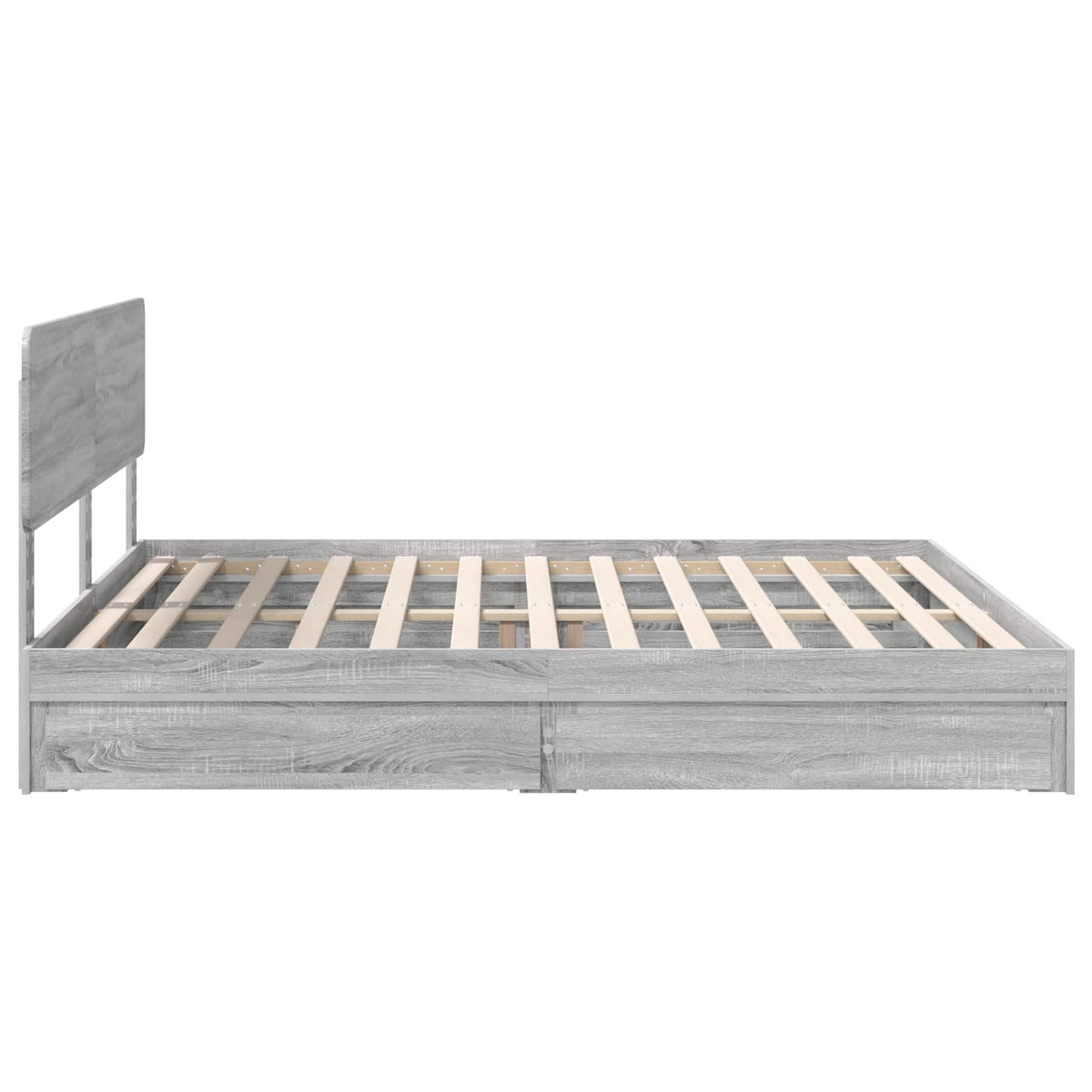 Seng med Oppbevaring Grå Sonoma 200 x 200 cm Konstruert tre