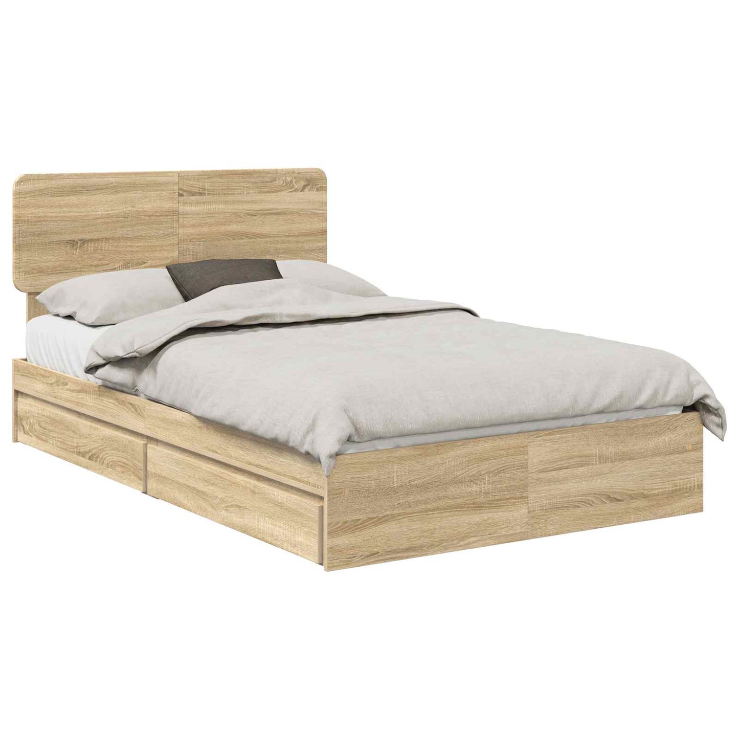 Seng med Oppbevaring Sonoma eik 135 x 190 cm Konstruert tre