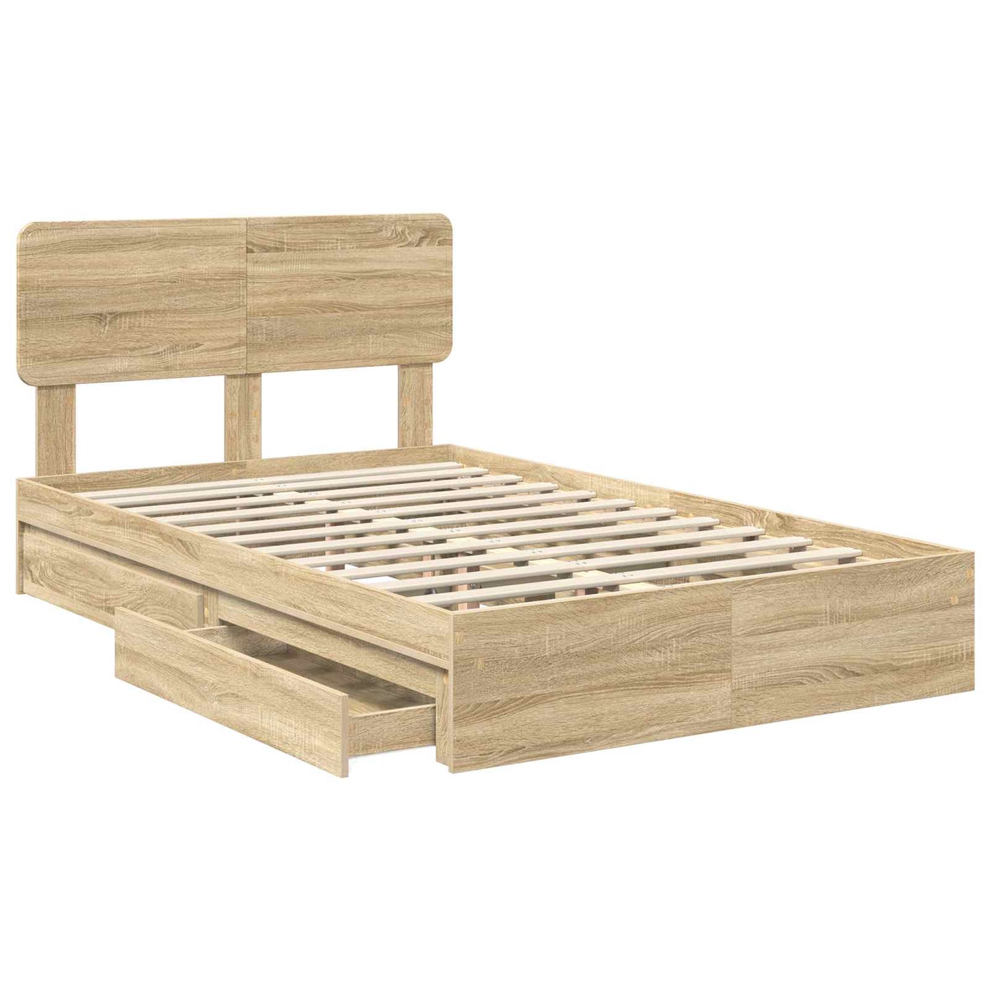 Seng med Oppbevaring Sonoma eik 135 x 190 cm Konstruert tre