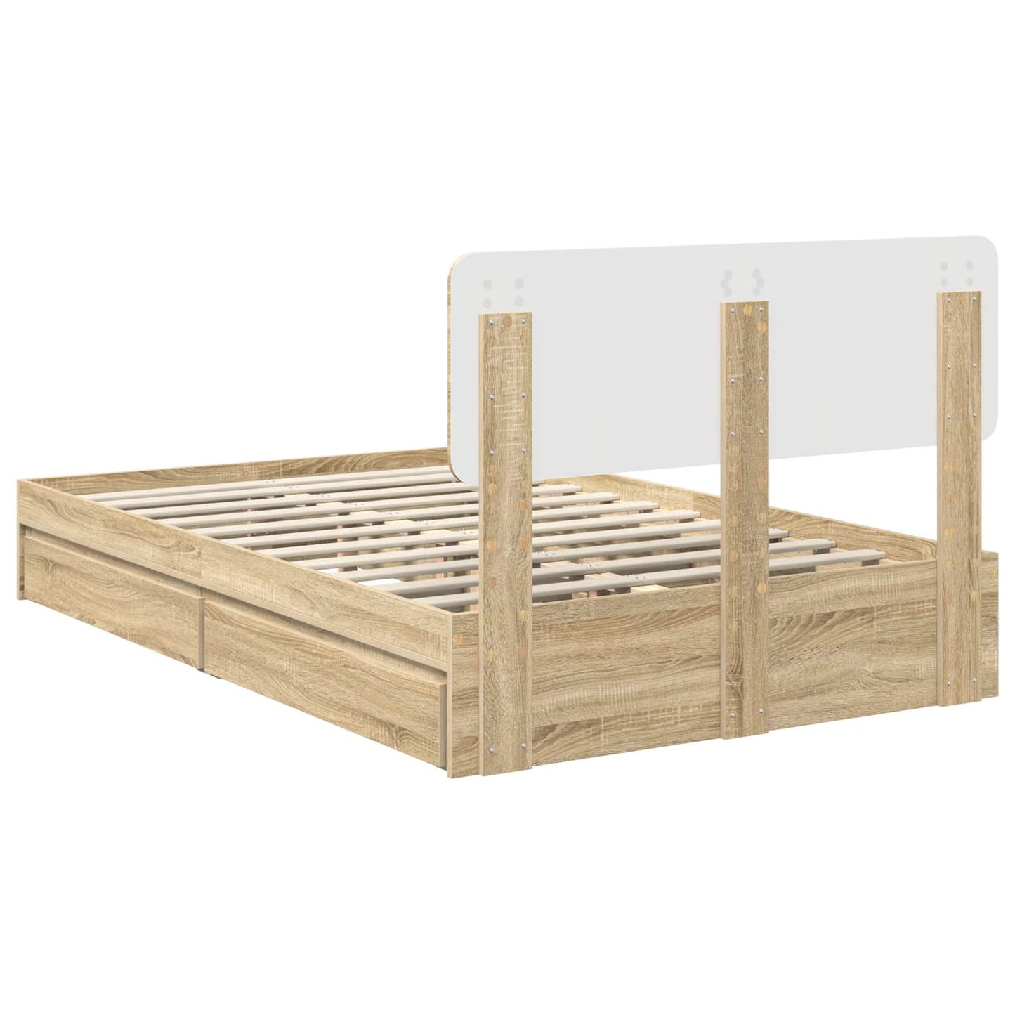 Seng med Oppbevaring Sonoma eik 135 x 190 cm Konstruert tre