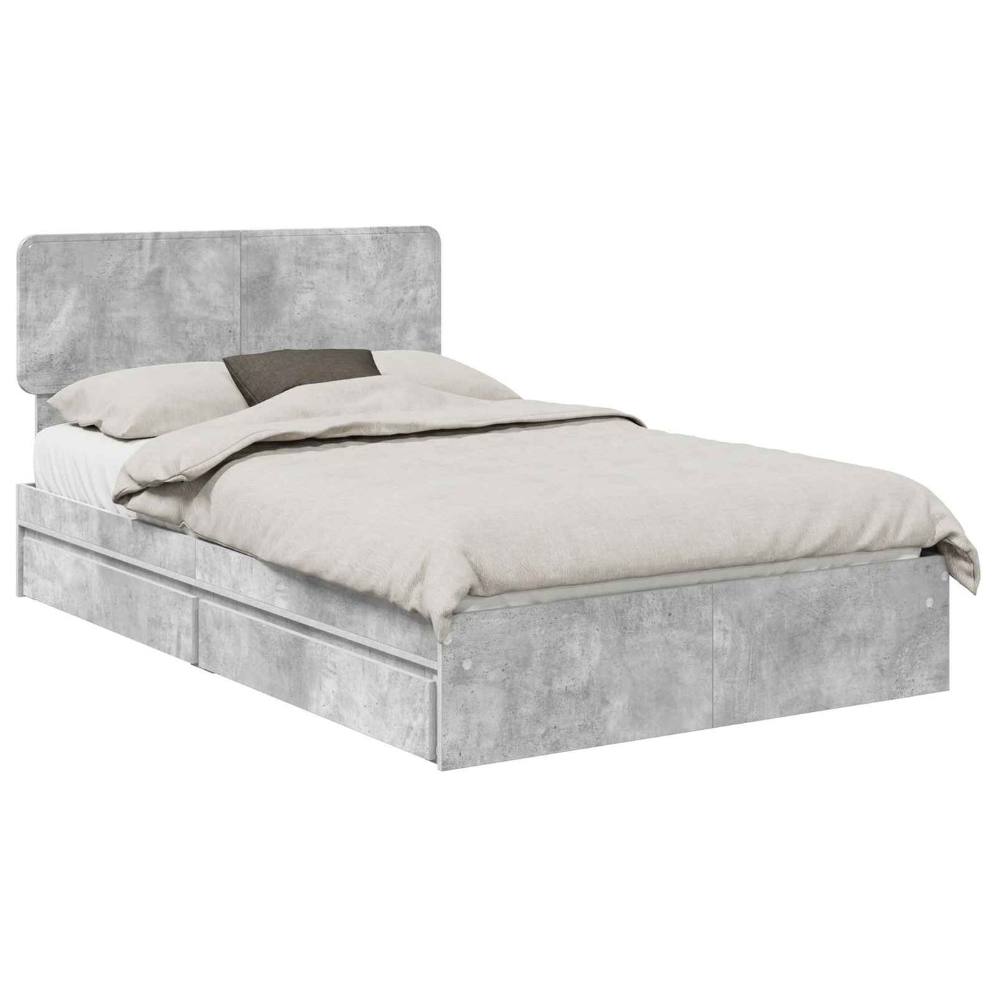 Seng med Oppbevaring Betonggrå 135 x 190 cm Konstruert tre