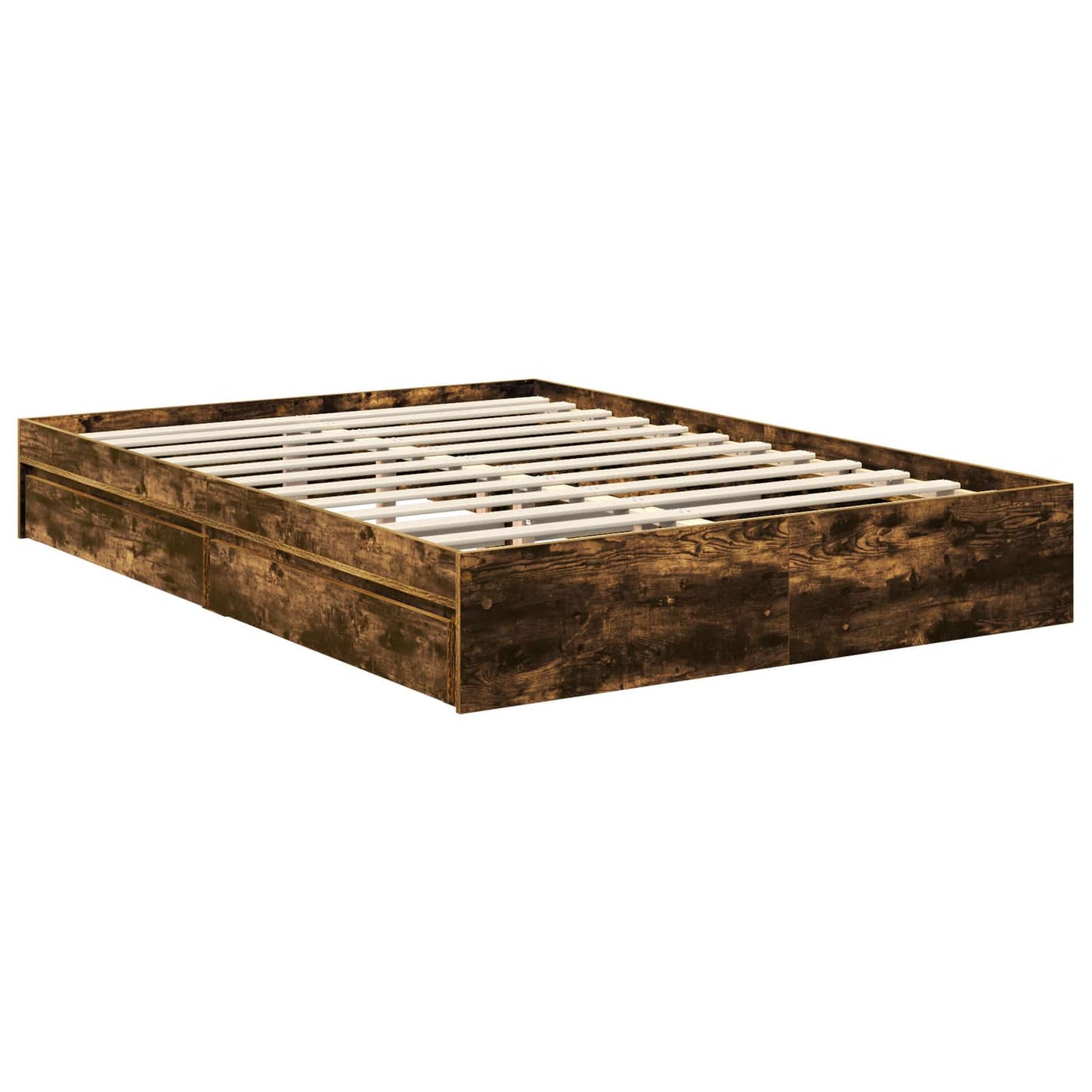 Seng med Oppbevaring Røkt eik 135 x 190 cm Konstruert tre