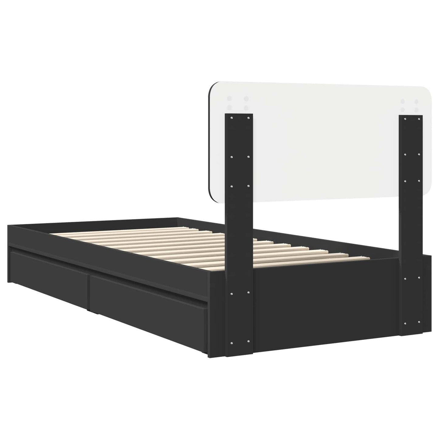 Seng med Oppbevaring Svart 100 x 200 cm Konstruert tre