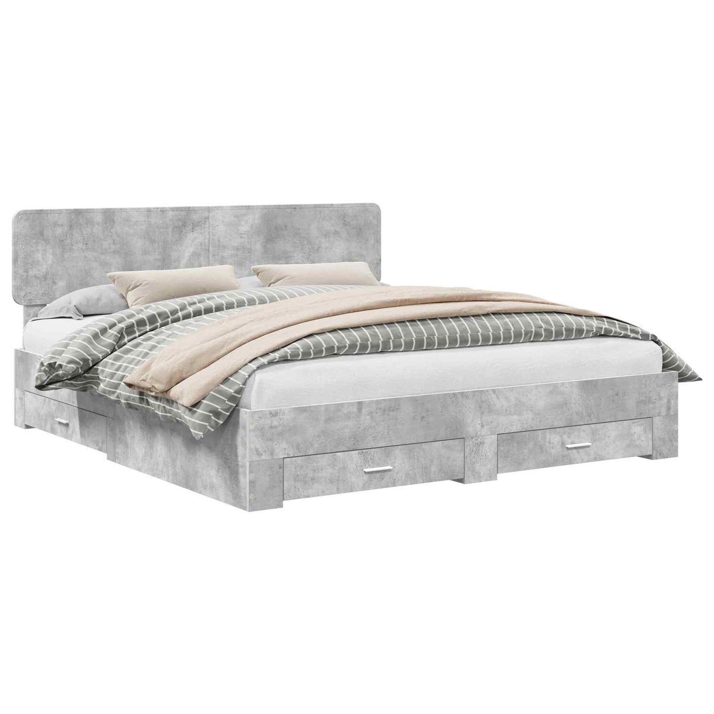 Sengestamme med skuff Betonggrå 180 x 200 cm Konstruert tre