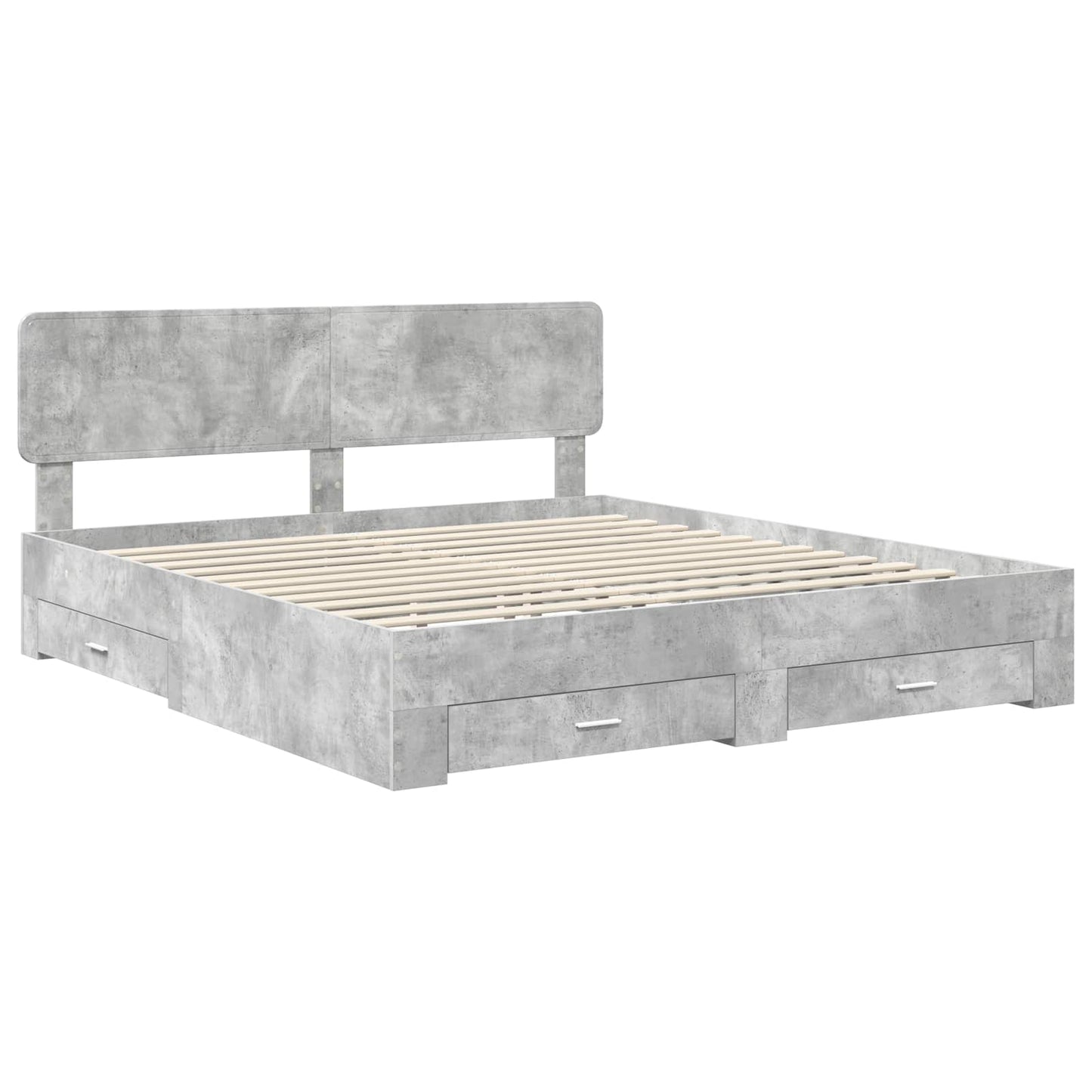 Sengestamme med skuff Betonggrå 180 x 200 cm Konstruert tre