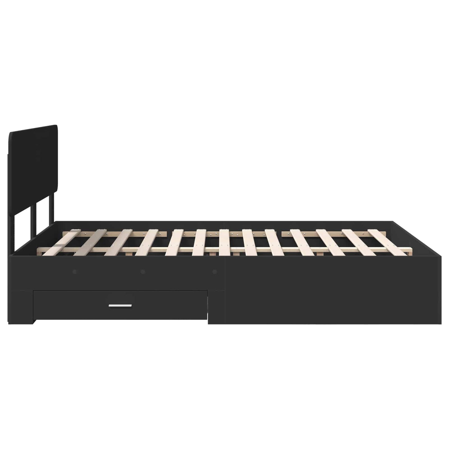 Sengestamme med hodegjerde Svart 150 x 200 cm Konstruert tre vidaXL