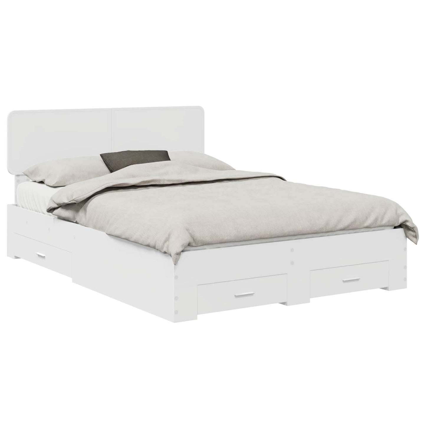 Sengestamme med hodegjerde Hvit 140 x 200 cm Konstruert tre