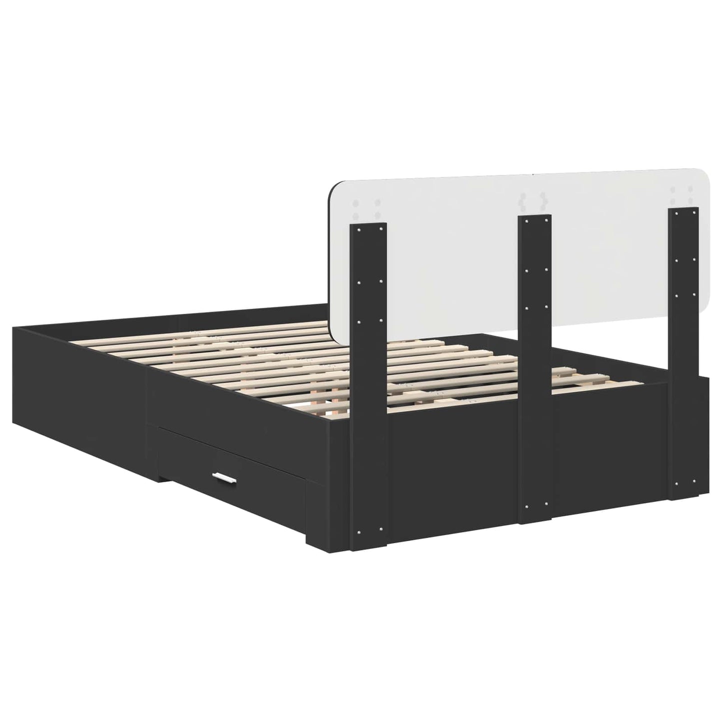 Sengestamme med hodegjerde Svart 135 x 190 cm Konstruert tre