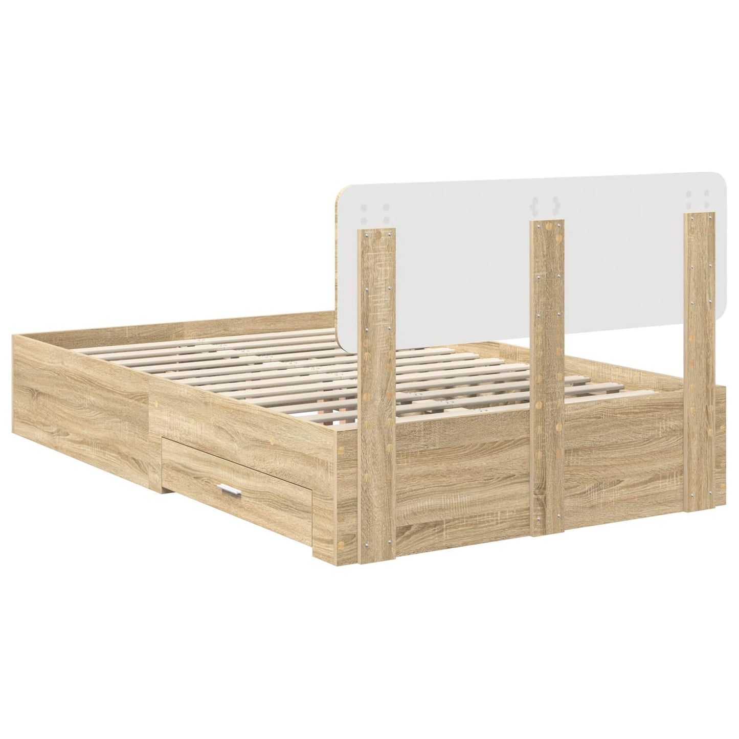 Sengestamme med skuff Sonoma eik 135 x 190 cm Konstruert tre
